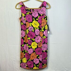 Briggs Floral Sleeveless Dress New, Size 8 Zip Back Stretchy